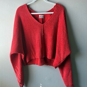 Urban Outfitters Bright Orange Ribbed V-Neck Dolman Sweater – Size M